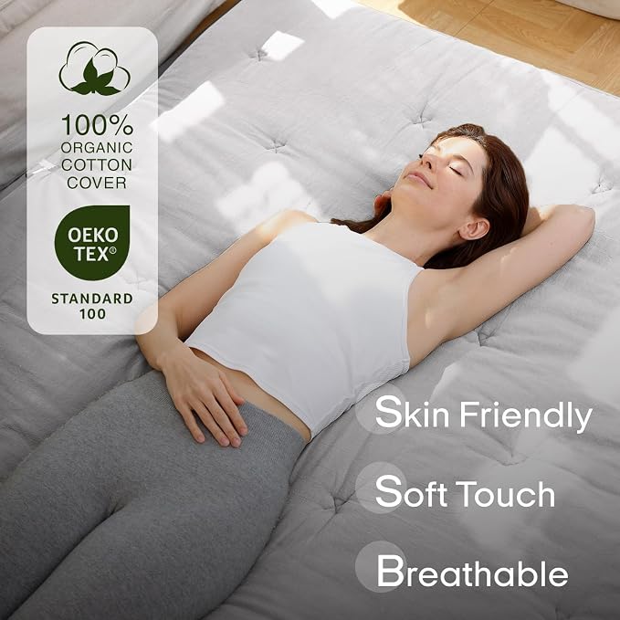 ZonLi Japanese Floor Futon Mattress Twin Size 75"x 39", 100% Cotton Cover 4'' - Image 3
