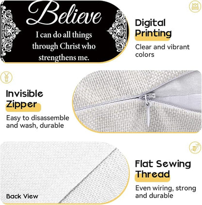 OBSEDE Black and White Bible Verse Decorative Throw Pillow Covers 18 × 18 in - Image 4