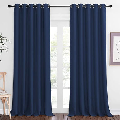 NICETOWN Blackout Navy Blue Bedroom Curtain 118 inches Long, Grommet Thermal by NICETOWN
