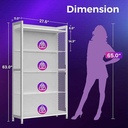 AODK Display Case with LED Lights, Display Cabinet with Glass Storage Shelves - Image 2