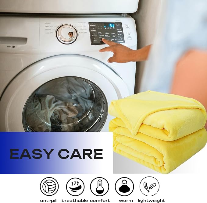 Yellow Fleece Plush Throw Blanket 50"x70"for Couch Sofa Fuzzy Cozy Flannel | - Image 5