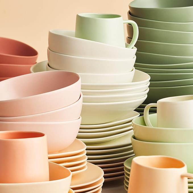 Stone lain Delilah Salad Plate 6-Piece Dish Set, Porcelain, Cream, 6 Salad Plates