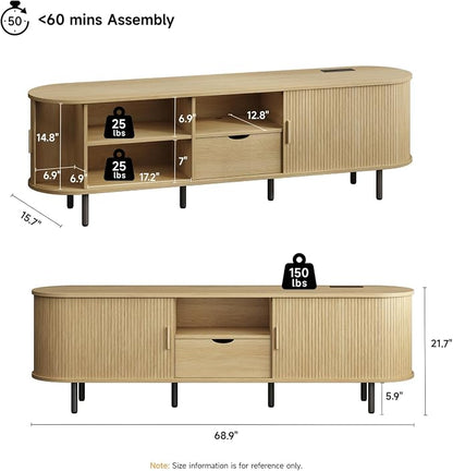 ONBRILL 69" TV Stand with Power Outlet - Image 2