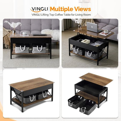 VINGLI 36" Lift Top Coffee Table - Image 5