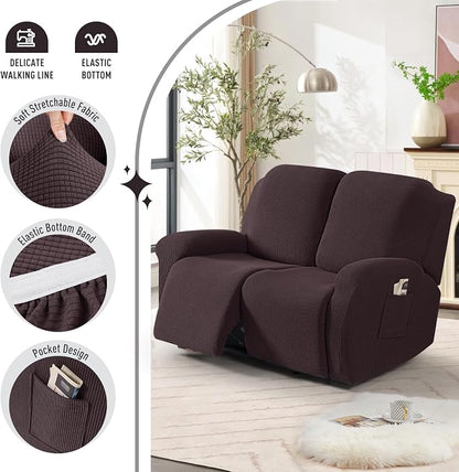 TAOCOCO Recliner Loveseat Slipcover, 6 Pieces Dual Recliner Sofa Covers - Image 3