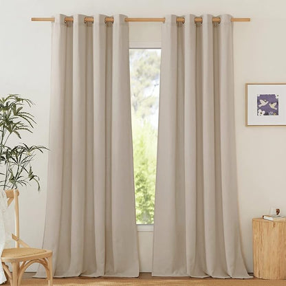 NICETOWN Rustic Linen 132 inch Long Curtains by NICETOWN