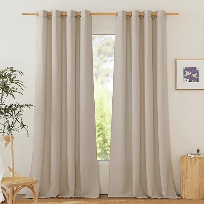 NICETOWN Rustic Linen 102 inch Long Curtains by NICETOWN