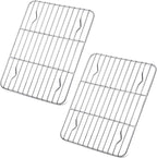 P&P CHEF Cooling Baking Rack Pack of 2, Stainless Steel Cooling Racks for Cooking Baking Roasting Grilling Drying, Dense Wires & Smooth Edge, Easy to clean, Silver, 9.7" x 7.3"