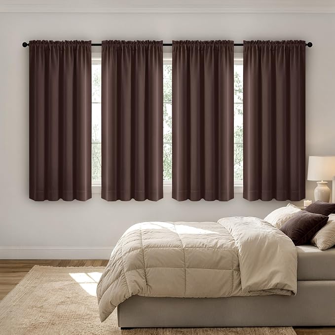 MIULEE Dark Brown Blackout Curtains 4 Panels Set 72 Inch Length Bedroom | by MIULEE