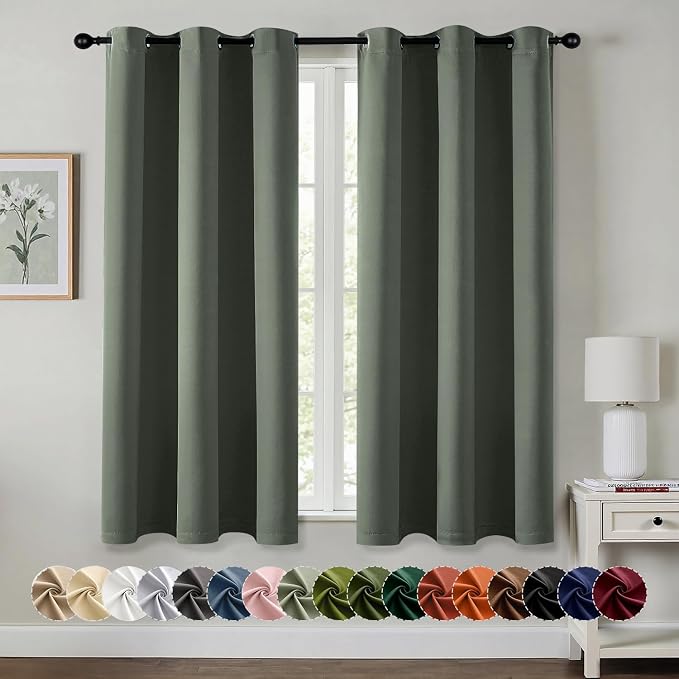 MIULEE Blackout Curtains for Bedroom 2 Panel 40 x 45 Inch Long Dark Mallard | by MIULEE
