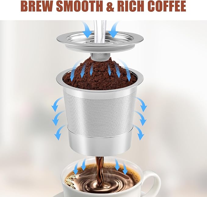 Pro Mael 2-Pack Reusable K Cups Coffee Pods, Universal Stainless Steel Refillable Reusable K Cup Coffee Filters