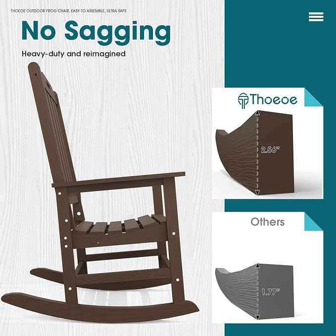 THOEOE Oversized Rocking Chair Set of 4, Outdoor Rocking Chair - Image 6