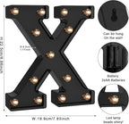 Foaky Black LED Letter Lights for Room Decor - Bedroom Wall Decor, Alphabet Lights for Home, Wedding, Party - Battery Operated （X）