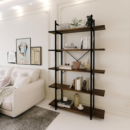 5 Tiers Bookshelf Organizer Industrial Shelf, Modern Open Display Storage - Image 4