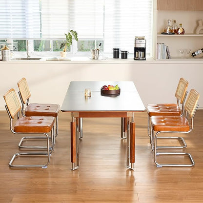 GrandNoor Rattan Dining Chairs Set, Wooden Mid Century Modern Dining Room Chairs - Image 3