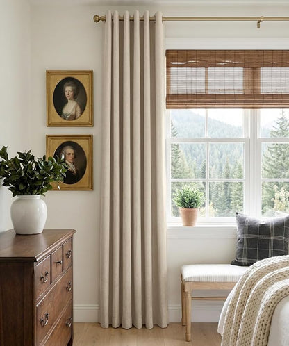 Curtains, Linen Blackout Drapes 50''W x 72''L, 2 Panels, Natural Flax, Thermal - Image 2
