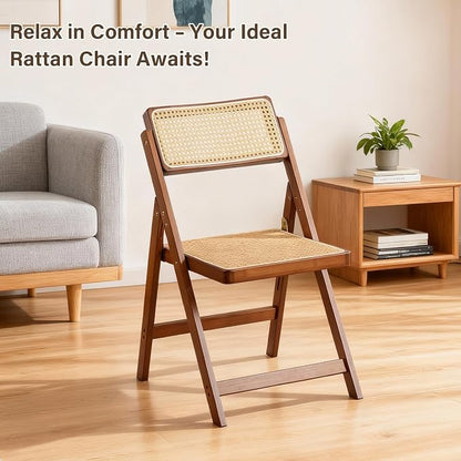 Furlide Rattan Folding Chair, Modern Mid Century Dining Chairs Set of 1 - Image 9