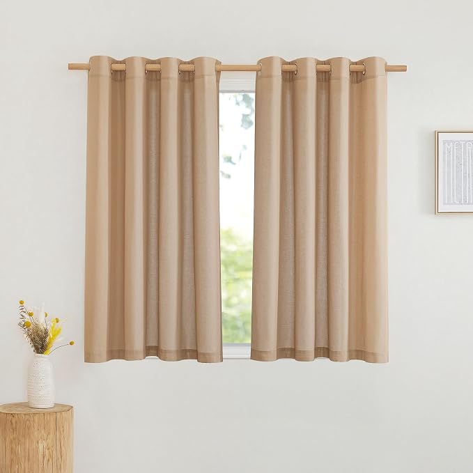 NICETOWN Taupe Linen Curtains for Bedroom, Thick Flax Privacy Added Light by NICETOWN