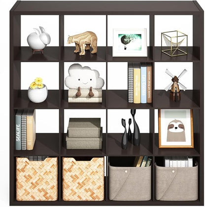 Furinno Simple Cube Storage Organizer, 16-Cube Display Shelf, Open Back - Image 5