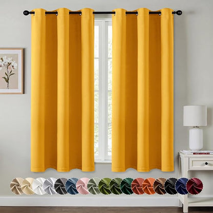 MIULEE Blackout Curtains for Bedroom 2 Panels 40 x 63 Inch Long Yellow | by MIULEE
