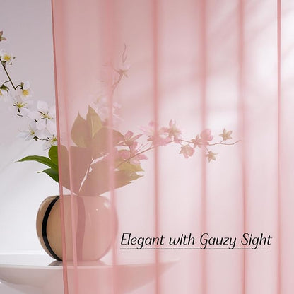 NICETOWN Baby Pink Sheer Curtains 96 Inches Long, Grommet Airy & Lightweight - Image 3