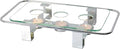 NewlineNY Chrome Plated Glass Dish Warmer, Rectangular Glass-Top 3 Holes Tea Light Votive Candle Gourmet Food Warmer