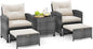Tangkula 5 Pieces Patio Conversation Set, PE Wicker Rattan Outdoor Furniture Set by TANGKULA