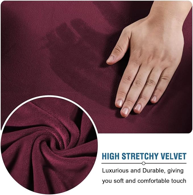 H.VERSAILTEX Real Velvet Plush 3 Piece Stretch Sofa Covers Couch Covers - Image 5