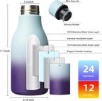 BJPKPK Insulated Water Bottles, 12oz Stainless Steel Metal Water Bottle with Strap, BPA Free Leak Proof Thermos, Mugs, Flasks, Reusable Water Bottle for Sports & Travel, Ocean Dream