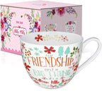 Friendship Coffee Mug, Premium 20 oz Bone China Coffee Tea Hug Mug, Perfect Birthday, Holiday, and Christmas Gift for Women and Female Friends, Designed in England by Harvest Green Studio