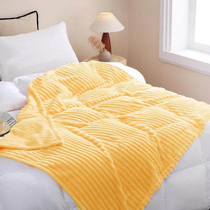 Light Yellow Fleece Throw Blanket 60”×80” - Image 4