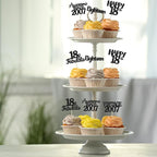 Gyufise 30Pcs Vintage 2007 Cupcake Toppers Glitter Eighteen Happy 18th Cupcake Picks Happy 18th Birthday Cake Decorations for Happy 18th Birthday Fabulous Anniversary Party Supplies Black
