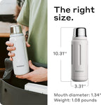 BOBBER 26 oz Stainless Steel Thermos for Hot Water with Cup – BPA-Free, Dishwasher Safe Coffee Thermos Flask – Keeps Hot for 36 Hours – Vacuum Insulated Hot Water Flask for Men, Tea (Sand Grey)