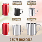 HULISEN Milk Frothing Pitcher, 6.8oz/200ml Stainless Steel Milk Frother Cup, Small Steaming Pitcher for Espresso Machine, Latte Art Pour Cup