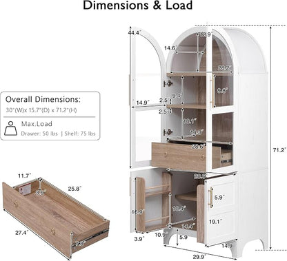 VilroCaz 71" Tall Arched Kitchen Pantry - Image 2