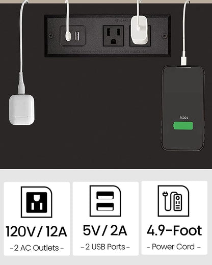 TUTOTAK End Table with Charging Station, Side Table with USB Ports and Outlets - Image 6
