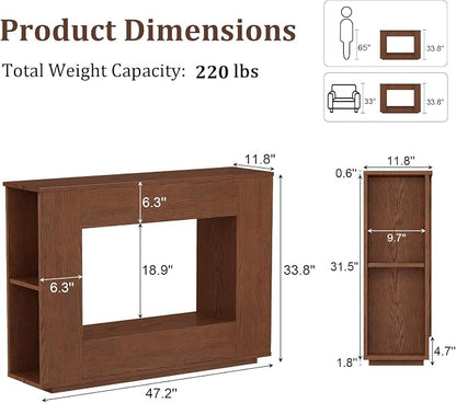 Walnut Console Table with Storage, 47.2" W Farmhouse Entryway Table, Long Sofa - Image 2
