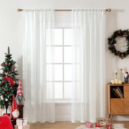 MIULEE Ivory Window Sheer Curtains 2 Panels Width 38 x Length 72 Inches | Sheer by MIULEE