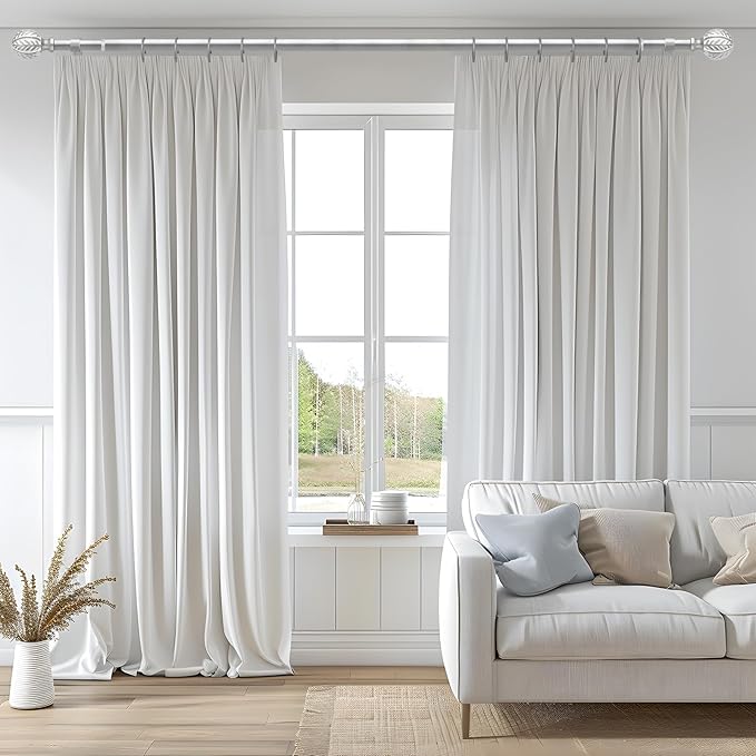 QDWIS Silver Curtain Rods for Windows 66 to 120 inch, Rustic Decorative Drapery - Image 2