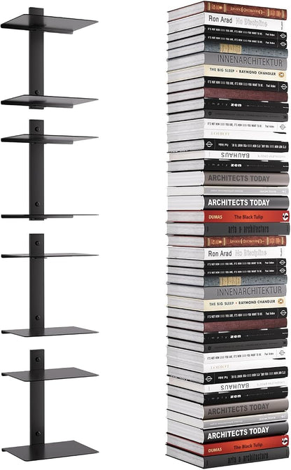 Invisible Floating Bookshelf for Wall, 8 Tier Vertical Spine Book Tower Wall by ART-GIFTREE