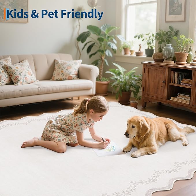 GarveeHome Round Rugs 6ft Scalloped Washable Circle Rug - Image 7