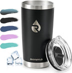 20 oz Coffee Tumbler - Insulated Stainless Steel Travel Mug for Hot/Cold, Spill Proof with BPA-Free Detachable Lid, Coffee Cup Fits Most Car holder, Includes Chic Stickers, Magic Black