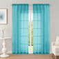 Sheer Curtains 84 Inches Long 2 Panels Set, Sheer Turquoise Curtains by OWENIE