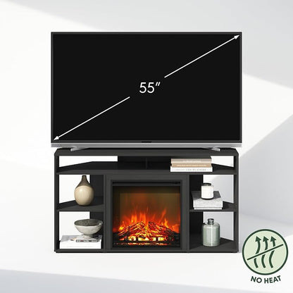 Furinno Jensen Fireplace TV Stand, NO Heat Decorative Electric Fireplace Corner - Image 6