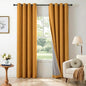 100% Blackout Linen Textured Curtains 84 Inch Long, Mustard Yellow | 100% by 100BlackoutShield