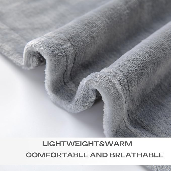 Grey Fleece Plush Throw Blanket 108"x90"for Couch Sofa Fuzzy Cozy Flannel | - Image 5