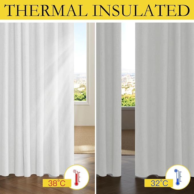 NICETOWN 100% Absolutely Blackout Linen Curtains - Image 4