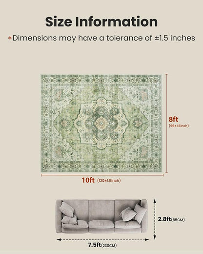 AMADA HOMEFURNISHING 8x10 Area Rug, Washable Low-Profile Large Area Rug - Image 2