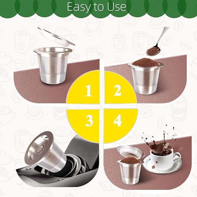 2 Pack Reusable K Cups for Keurig, Stainless Steel Reusable K Pods Coffee Filter, Refillable K Cups Compatible with Keurig 1.0