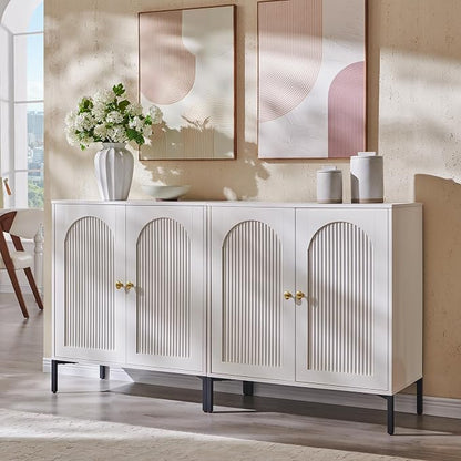 IFBUY Modern Sideboard Buffet Cabinet, 61.75" W Fluted Arched Buffet Cabinet by IFBUYFarmhouseFurniture